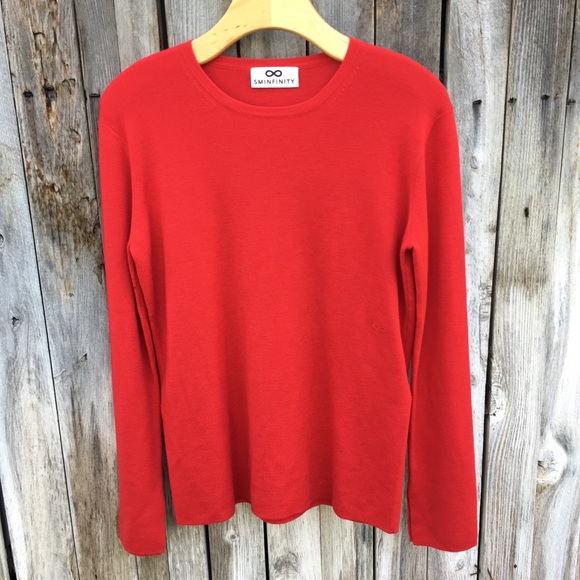 Sminfinity 100% Merino Wool Crewneck Sweater Red L - Picture 11 of 11